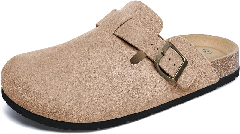 Xiakolaka Women's Suede Clogs Buckle Slip on Footbed Clog Slippers Apricot 10 Like New