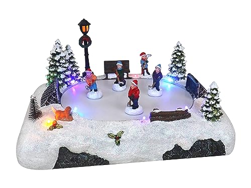 TOP TREASURES CHRISTMAS VILLAGE TABLETOP HOCKEY SKATING RINK - MULTICOLORED - Like New