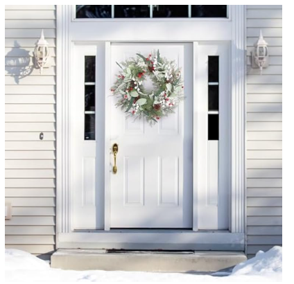 LOKEISNA 22 INCH CHRISTMAS WREATHS FRONT DOOR CHRISTMAS WREATH PINECONE - WHITE - Like New