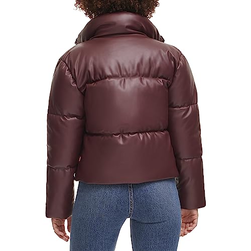 LW2RU483 LEVI'S WOMENS LEVI'S WOMEN'S VEGAN LEATHER QUILTED SHORTY PUFFER - Brand New