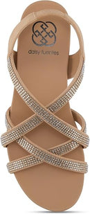 DAISY FUENTES FRED WOMEN'S WEDGE SANDALS COMFORTABLE DESIGN - SIZE: 6.5 - LATTE - Brand New