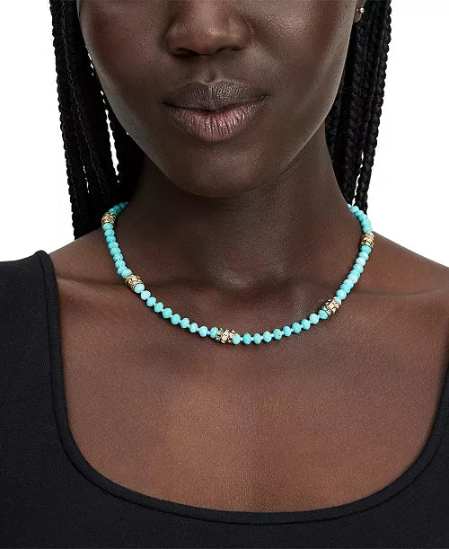 KATE SPADE GOLD-TONE CRYSTAL & BEAD COLLAR NECKLACE - TURQUOISE - Brand New