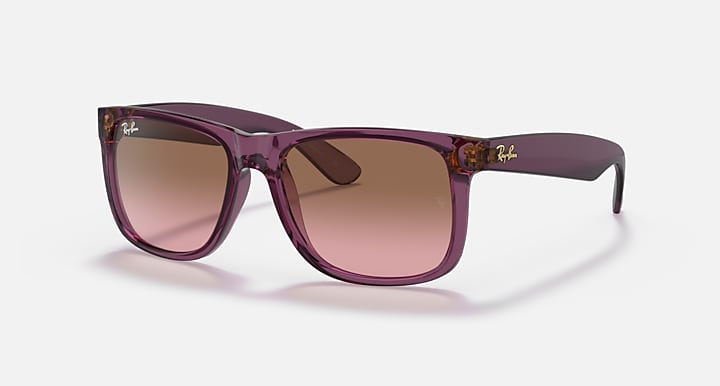 RAY BAN JUSTIN CLASSIC RB4165 TRANSPARENT VIOLET FRAME PINK BROWN GRADIENT 54MM - Like New
