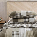 EDDIE BAUER FAIRVIEW 3-PIECE Cotton Full/Queen Quilt Set - Plaid Brown - Like New
