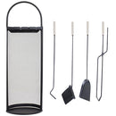 Sunnydaze 4-Piece Fireplace Tool Set with Stand - Indoor Hearth Accessories - Brand New