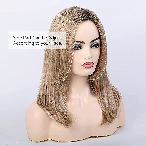 BLONDE UNICORN SHOULDER LENGTH STRAIGHT HAIR WIG :FIBER & REMY HUMAN HAIR - Like New