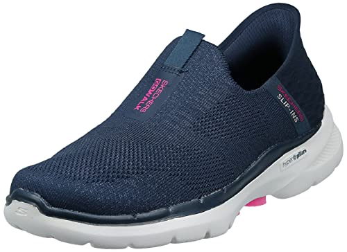 Skechers women's Hands Free Slip-ins Go Walk 6-Fabulous View Sneakers NAVY WIDE - Brand New