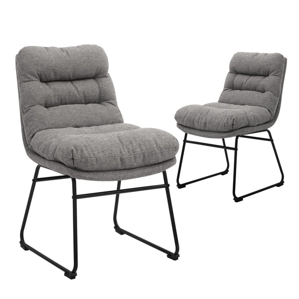 CangLong Modern Accent Kitchen Chairs with Fabric Soft Padded Back Set of 2 Gray - Like New