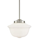 Linea di Liara Lavagna Schoolhouse Pendant, Milk Glass Shade - Brushed Nickel - Like New