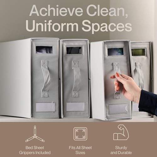 Loft + Ivy Bed Sheet Storage Organizer 4 Pack - Gray - Like New