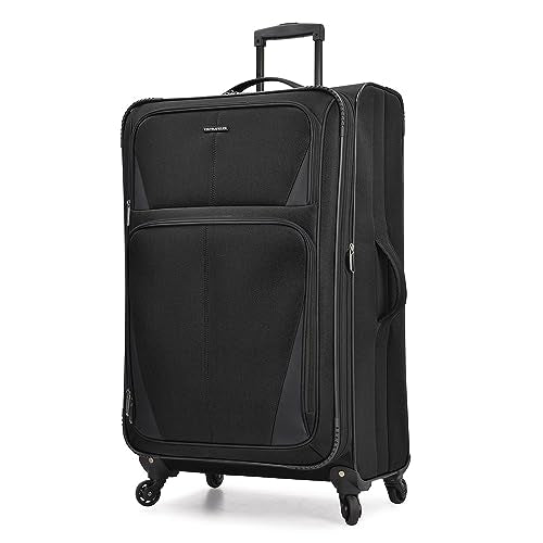 U.S. Traveler Aviron Bay Expandable Softside Luggage Spinner Wheels, Black - Brand New