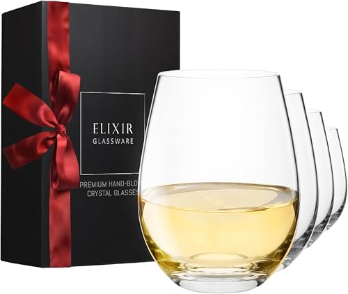 ELIXIR GLASSWARE STEMLESS WINE GLASSES SET OF 4-18 OZ PREMIUM CRYSTAL GLASS - Brand New