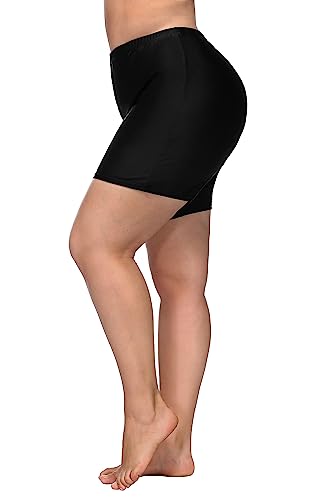 ATTRACO WOMEN'S SWIM SHORTS WITH POCKETS PLUS SIZE BOTTOMS BLACK SIZE 2XL - Brand New