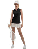 FKEEP Women's Sleeveless Polo Golf Tennis Shirt with Collar Quick-Dry XXL BLACK - Brand New