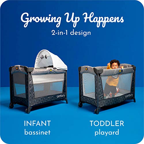 Century Travel On LX 2-in-1 Compact Playard with Bassinet - Gray - Brand New