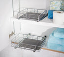 Pop-It Set of SMALL Expanding Sliding Cabinet Organizers with Liners - SILVER Like New