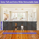 STCOCKIS 42 INCH EXTRA TALL BABY GATE 120 INCH EXTRA WIDE RETRACTABLE - BLACK Like New