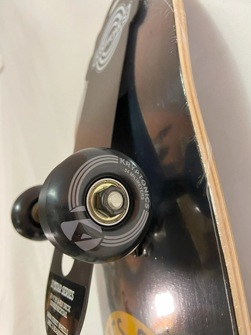KRYPTONICS SKATEBOARD 31" STAR SERIES 8 PLY DOUBLE KICKTAIL DECK TRUCKS - BLACK - Like New
