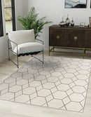 Unique Loom Trellis Frieze Collection Area Rug, 5.1' x 8', Ivory/Gray - Brand New