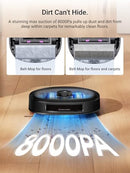 EUREKA J20 ROBOT VACUUM SELF EMPTYING, 8000PA SUCTION, AUTO MOP WASHING - GRAY - Like New