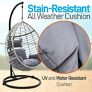 SERENELIFE WICKER RATTAN SWING CHAIR - BLACK/GRAY - Like New