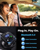 Handsfree Call Car Charger, Wireless Bluetooth 5.3 FM Transmitter Radio Receiver - Like New