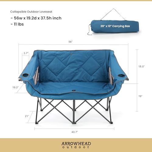 ARROWHEAD OUTDOOR Portable Folding Double Duo Camping Chair Loveseat - Like New