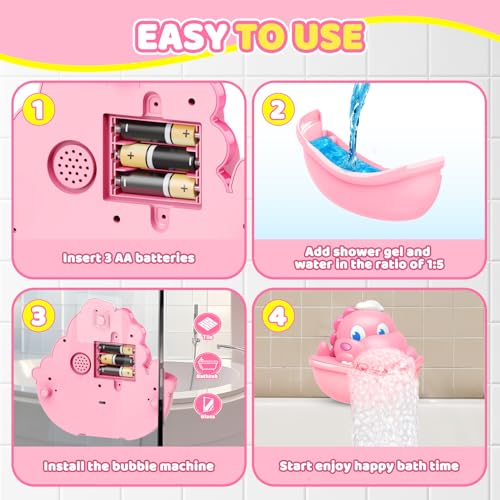 DIYFRETY BABY BATH TOYS LIGHT-UP BATH TOYS BATH BUBBLE MACHINE - PINK Like New