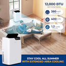 SereneLife SLACP12 12000 BTU Portable Air Conditioner 3-in-1 - White - Like New