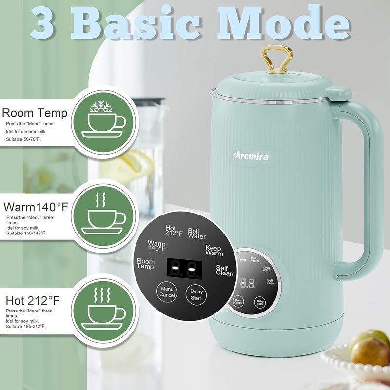 ARCMIRA Automatic Nut Milk Maker, 20 oz - Blue/Green - Scratch & Dent