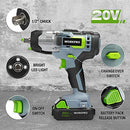 WORKPRO 20V CORDLESS IMPACT WRENCH 2.0AH BATTERY, BELT CLIP FOR CARRYING GRAY - Like New