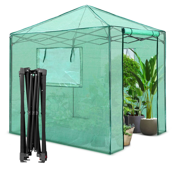 PEXFIX 8'X 8' PORTABLE WALK-IN GREENHOUSE EASY SETUP A-GE06016-USAM026 - GREEN - Like New