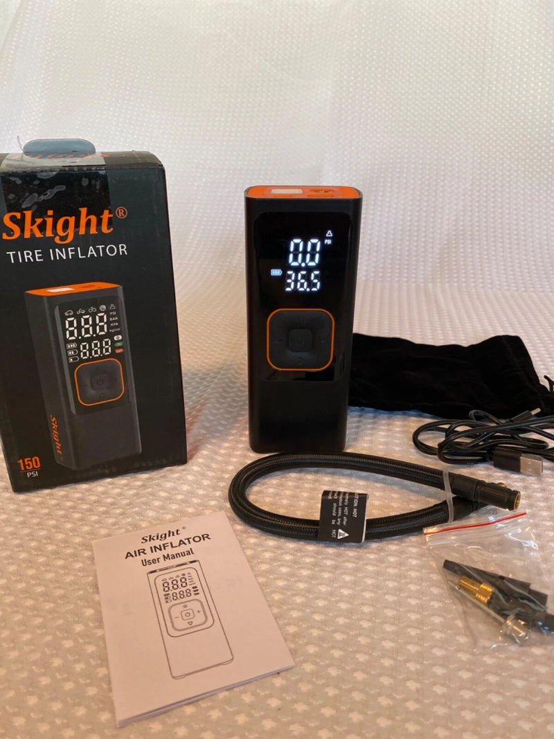 SKIGHT TIRE INFLATOR, EMERGENCY TIRE SOCCER BASKETBALL INFLATOR - BLACK/ORANGE - Like New