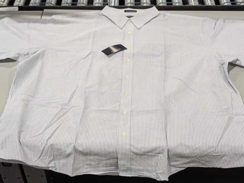 ULTRACLUB 8972 CLASSIC WRINKLE-RESISTANT SHORT-SLEEVE OXFORD 4XL - WHITE/BLUE - Brand New