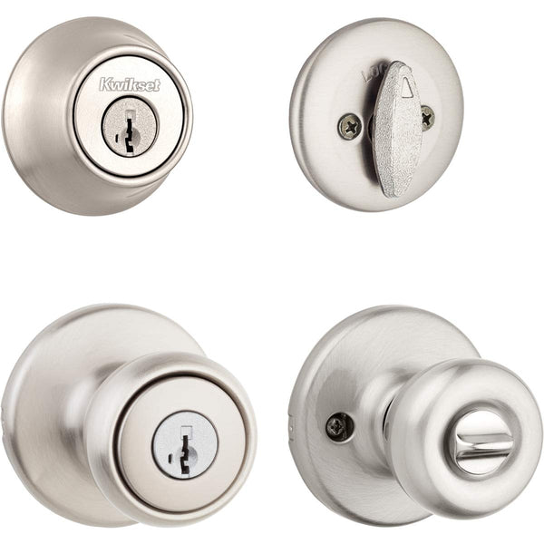 KWIKSET 690T-15S KNOBSET COMBO PACK - SILVER - SILVER - Brand New