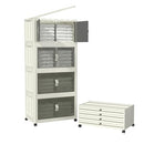 CETOMO 65L*4 PLASTIC FOLDABLE STORAGE BOXES WITH LID, FOLDING STORAGE CABINET - Like New