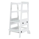 ZYTTY TODDLER STEP STOOL, WOODEN HELPER WHITE - VC-SS03W - WHITE - Like New