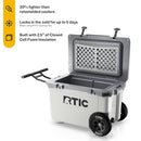 RTIC 52 QUART ULTRA-LIGHT WHEELED HARD COOLER - WHITE/GRAY - Scratch & Dent