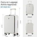 Hanke 20" Carry On Luggage Front Pocket Aluminum Frame Hard Shell - Smoke White - Brand New