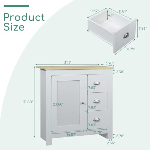 Air Down Storage Buffet Cabinet with Shelf & 3 Drawers W33136473 - Ash Grey - Like New