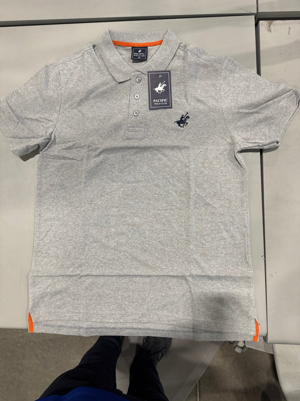PACIFIC POLO CLUB SHORT SLEEVES POLO - SIZE: MEN M - HEATHER GRAY - Brand New