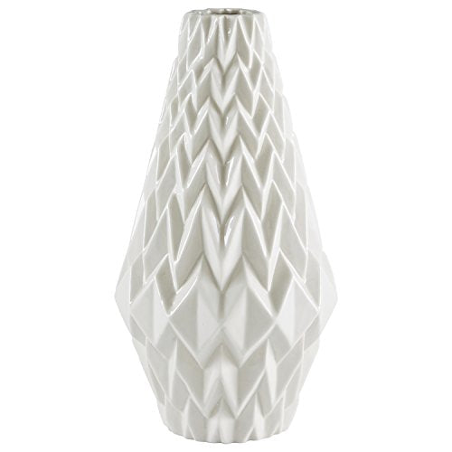 RIVET AMAZON BRAND RIVET MODERN GEOMETRIC PATTERN VASE, 12.25"H - WHITE - Like New