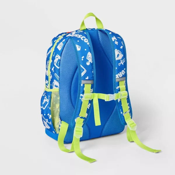CAT & JACK KIDS' 17'' CLASSIC BACKPACK: VIDEO GAME CONSOLE PATTERN - BLUE/GREEN - Brand New