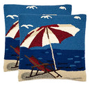 SAFAVIEH BEACH LOUNGE 20" X 20" OUTDOOR PILLOW, SET OF 2, PPL110A, MARINE/RED - Like New