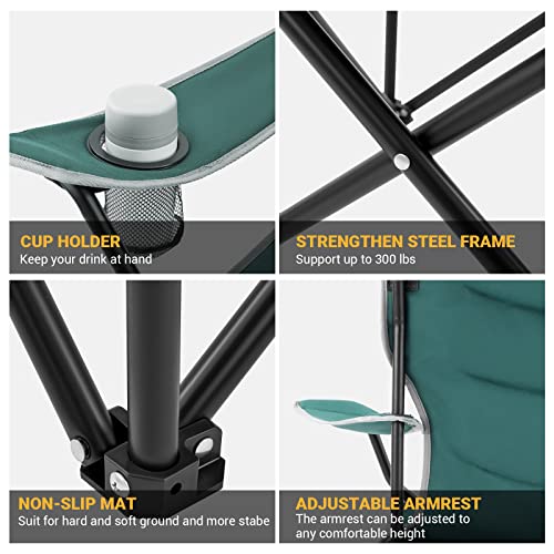 KINGCAMP FOLDING CAMPING OVERSIZED PADDED CHAIRS,CUP HOLDER,CARRY BAG-GREEN - Like New
