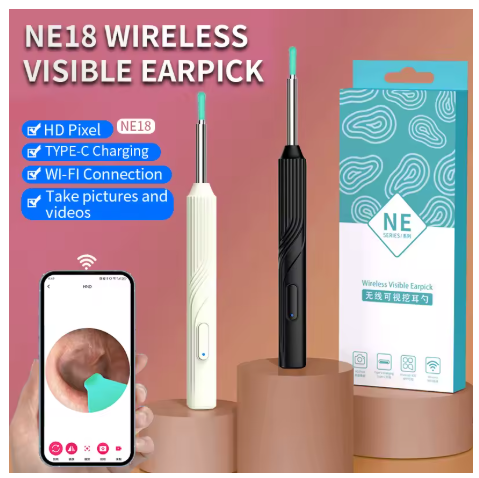 NE SERIES VISUAL EAR SCOOP EARWAX REMOVAL CLEANING TOOL ELECTRIC - BLACK - Like New