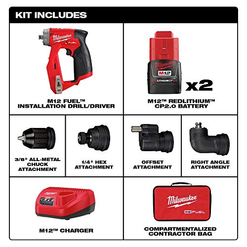 MILWAUKEE 2505-22 M12 FUEL INSTALLATION DRILL/DRIVER KIT - BLACK/RED - Like New