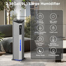 GLORYAIR HUMIDIFIERS 2.38GAL/9L DUAL ATOMIZERS FOR LARGE ROOM - GRAY - Like New