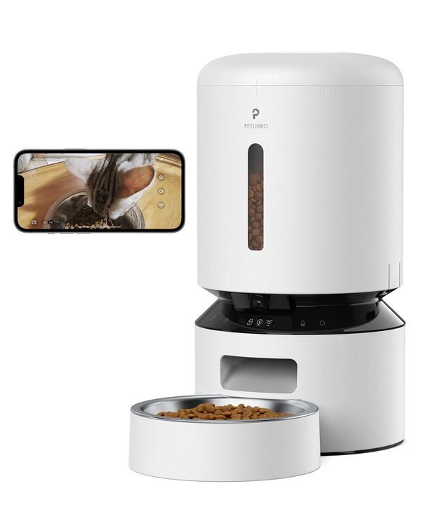 PETLIBRO AUTOMATIC CAT FEEDER WITH CAMERA 1080P HD Video 5G PET Feeder - White - Like New