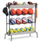 HOLBRETT BASKETBALL RACK ROLLING BALL STORAGE STAND WITH BASEBALL BT - BLACK - Like New